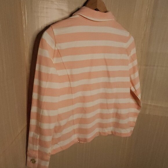 Isaac Mizrahi Live NWOT Pink White Striped Knit Blazer Medium - Picture 4 of 7